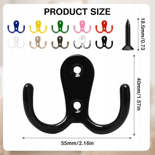 DOUBLE METAL WALL HANGERS COLORFUL SET OF 10 HOOKS Manufacturer code Bez marki