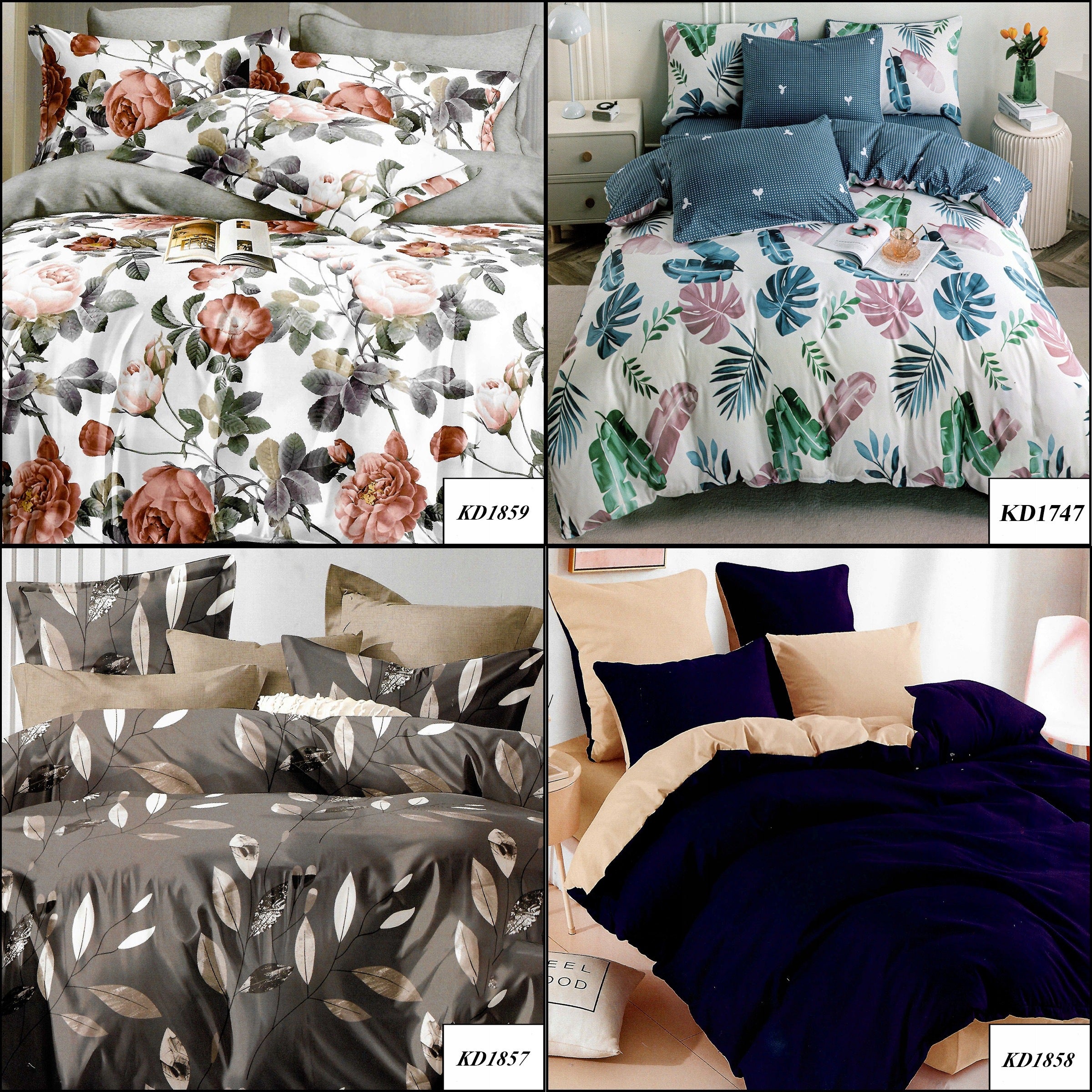 DOUBLE-SIDED BEDDING 100% COTTON 200X220 + 2 PILLOWCASES 70x80 AUTUMN Brand J&W