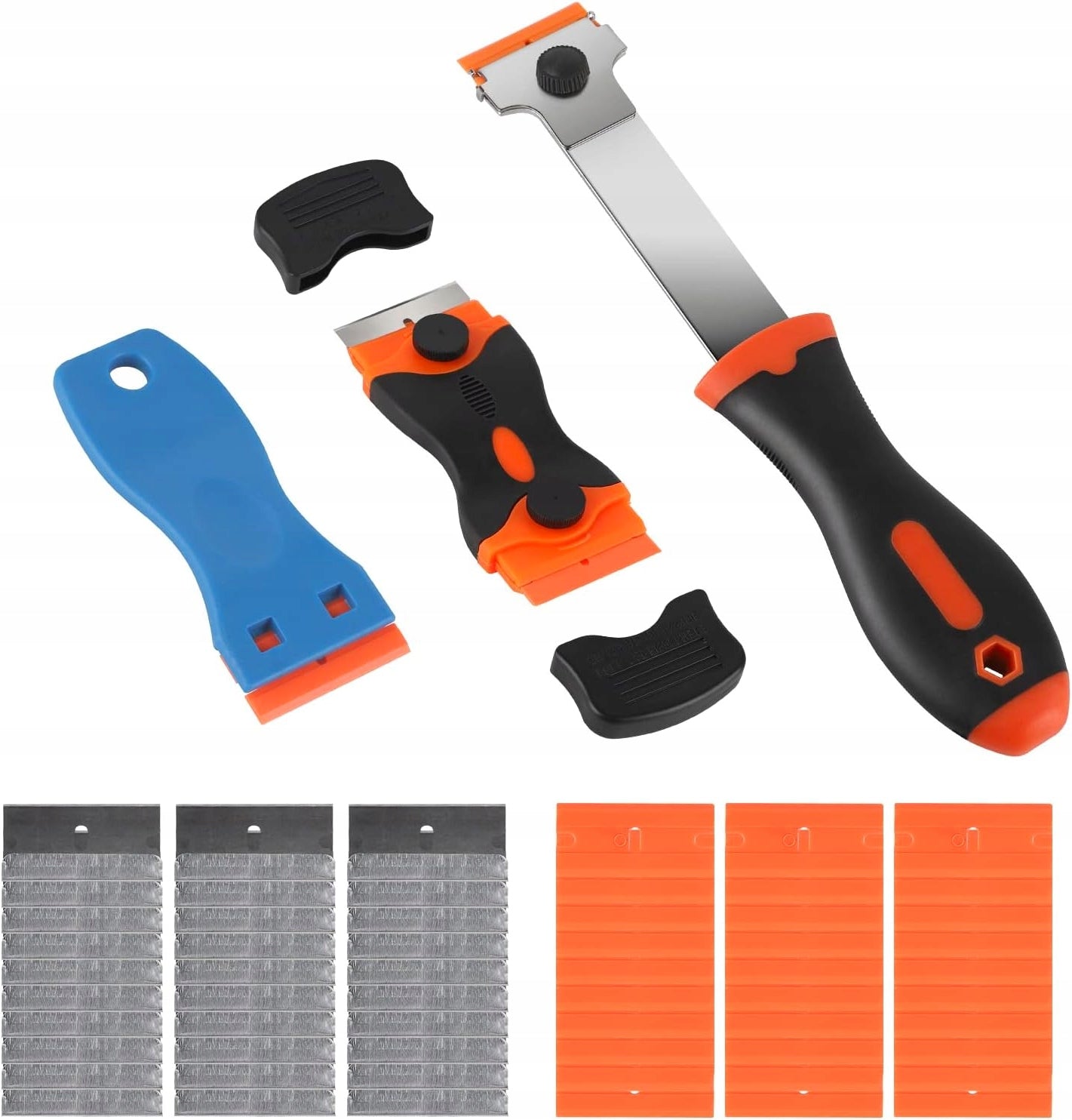 DOUBLE SIDED CERAMIC PLATE SCRAPER WITH INTERCHANGEABLE BLADES SET