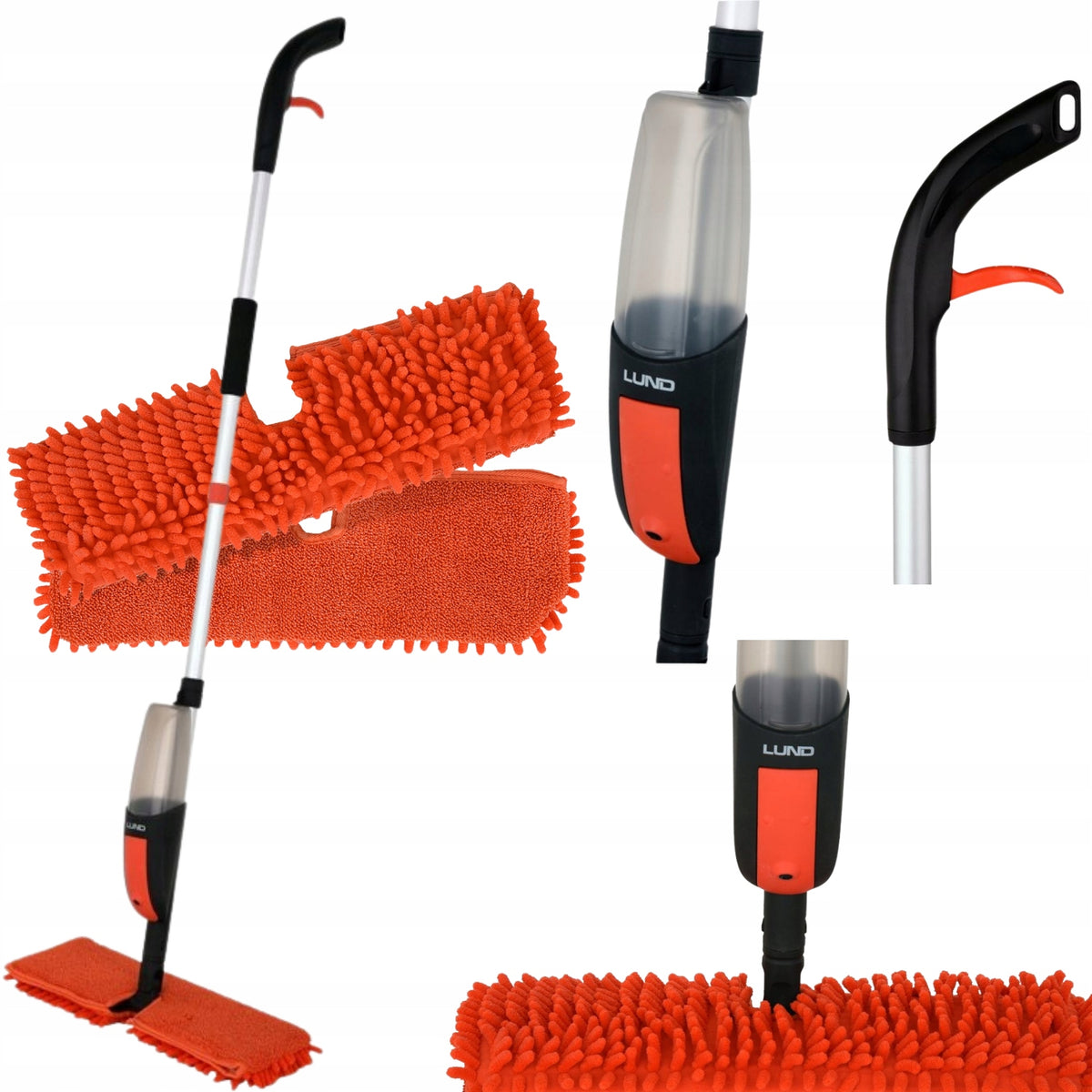 DOUBLE-SIDED FLAT MOP WITH BUILT-IN ROTARY WASHER + 2 CARTRIDGES SET