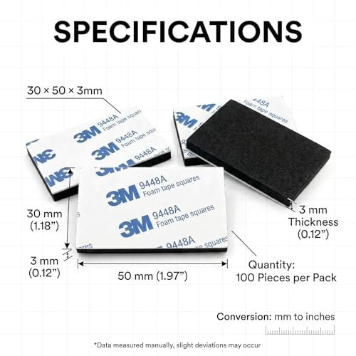 DOUBLE SIDED FOAM SELF ADHESIVE PADS STRONG FOR MOUNTING 100 PCS Manufacturer code SWC5908807009248