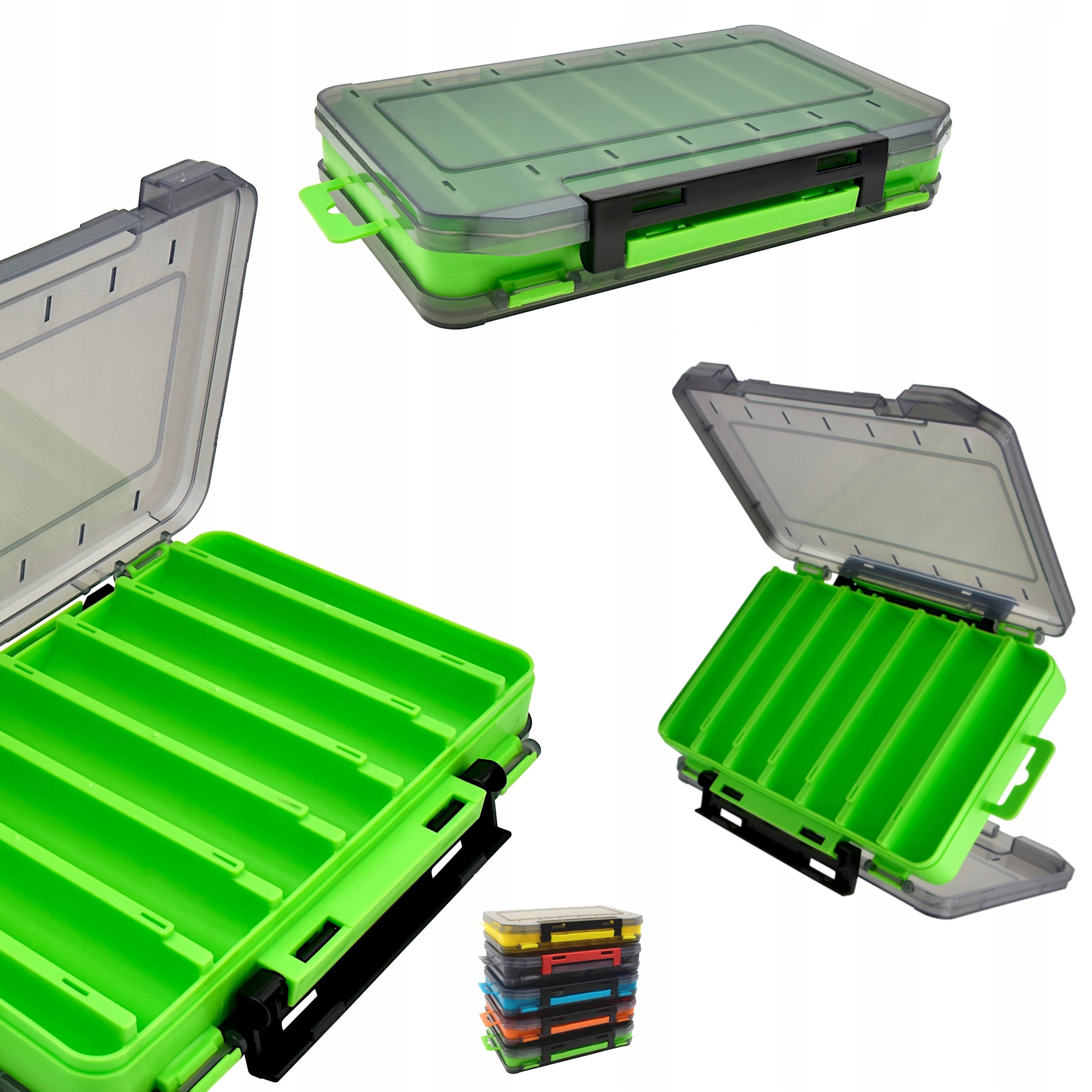 DOUBLE SIDED FOLDING FISHING LURE SPINNING BOX WITH HOLES