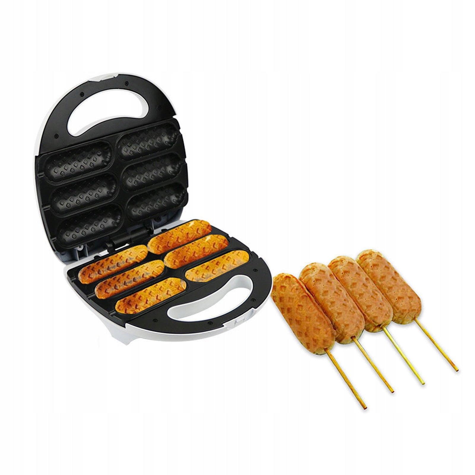 DOUBLE-SIDED WAFFLE IRON FOR PRODUCTION 6 CORN DOG