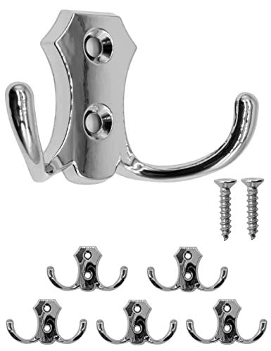 DOUBLE SILVER VINTAGE WALL HOOKS SET OF 5 FOR KITCHEN HOME Brand no brand