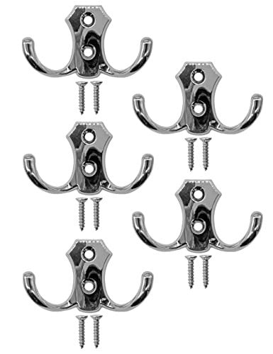 DOUBLE SILVER VINTAGE WALL HOOKS SET OF 5 FOR KITCHEN HOME Manufacturer code SWC5908201322981