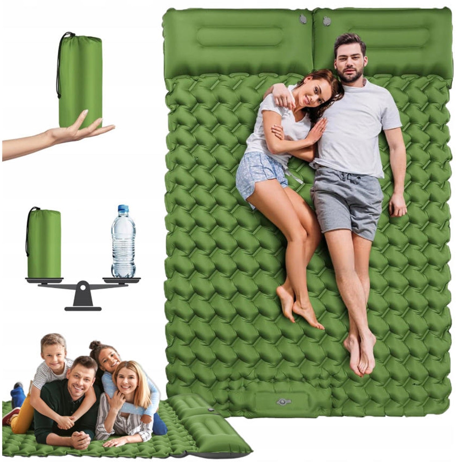 DOUBLE TOURIST MATTRESS 200X140CM CAMPING MAT PUMP 2 PERS