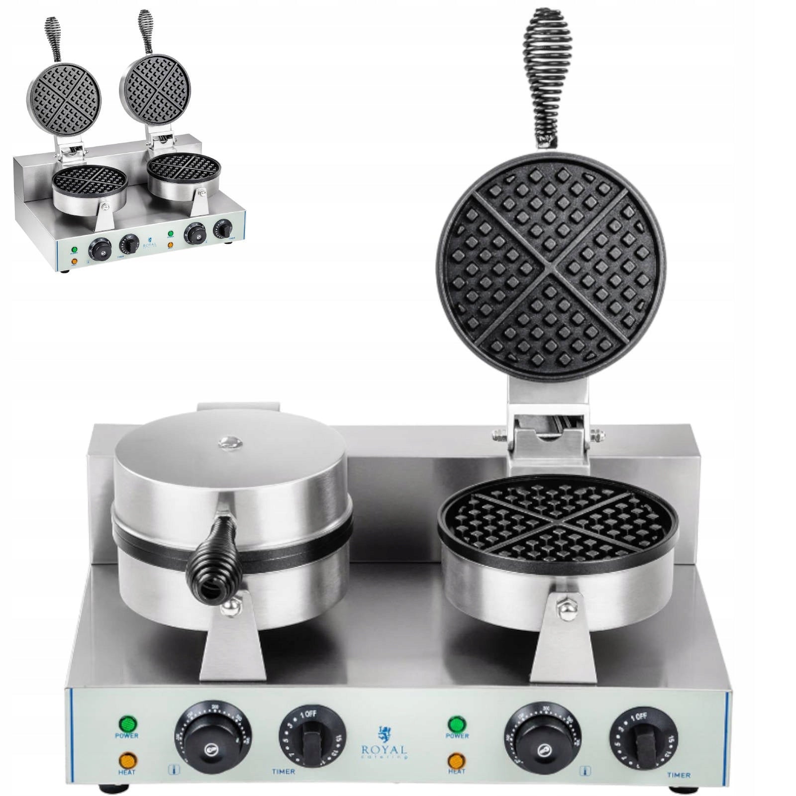 DOUBLE WAFFLE IRON ROUND TEFLON TOASTER FOR GASTRONOMIC WAFFLES