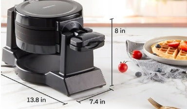 DOUBLE WAFFLE MAKER 1400W BELGIAN ROTARY 180° 2 WAFFLES 18 CM Packaging status original