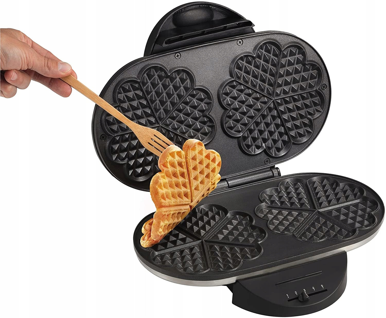 DOUBLE WAFFLE MAKER TEFAL HEARTS WM 311D SILVER STEEL 1200W Manufacturer code WM311D