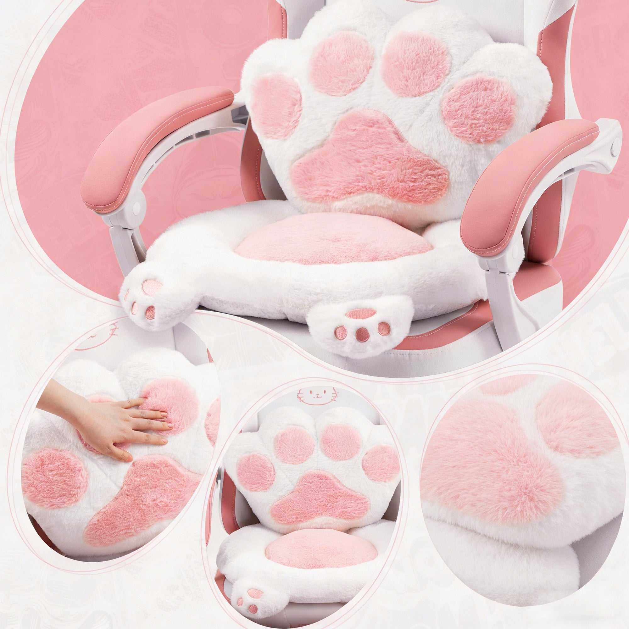 DOWINX GAMING CHAIR WITH CAT EARS FOLDING WITH FOOTREST PINK 90 – 145° Brand no brand