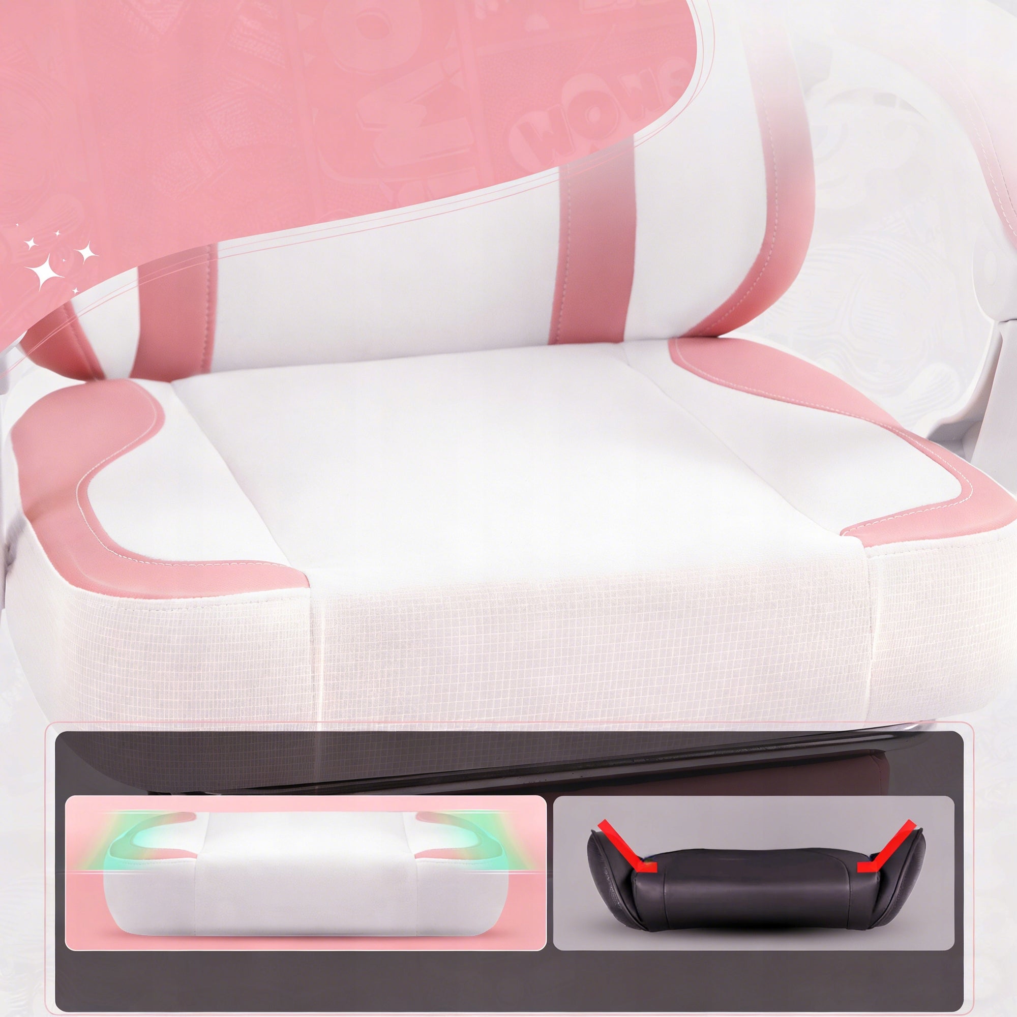 DOWINX GAMING CHAIR WITH CAT EARS FOLDING WITH FOOTREST PINK 90 – 145° Model LS-66D52-02
