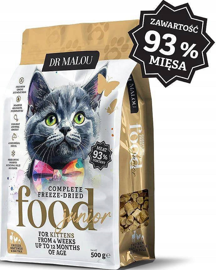 DR MALOU FREEZE-DRIED FOR KITTENS CHICKEN WITH GOAT'S MILK AND YOLK 500G