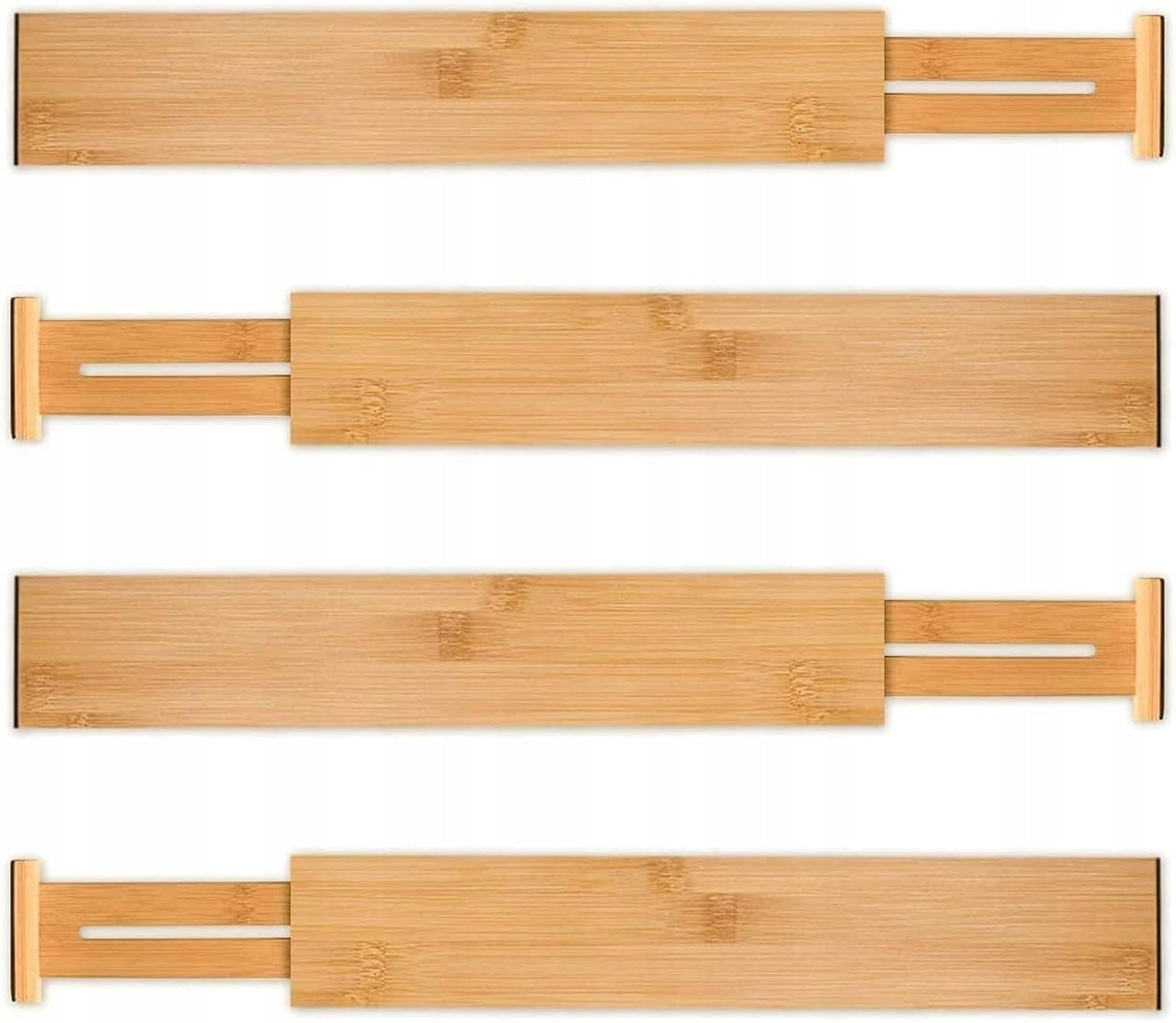 DRAWER DIVIDERS ORGANIZERS 4 PIECES BAMBOO COMPARTMENTS SEPARATORS Brand Zaxer