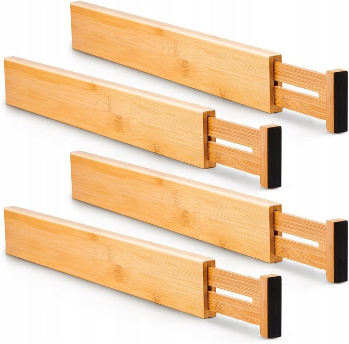 DRAWER DIVIDERS ORGANIZERS 4 PIECES BAMBOO COMPARTMENTS SEPARATORS Manufacturer code DOM/MW/B/PRZ01-K