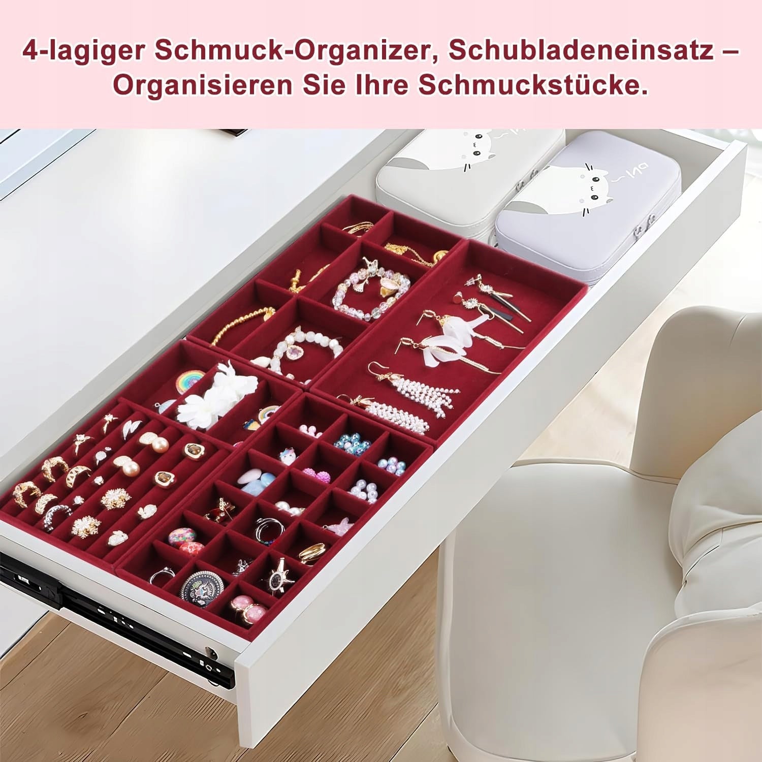 DRAWER JEWELRY ORGANIZER SET OF 4 BURGUNDY CARTRIDGE Brand no brand