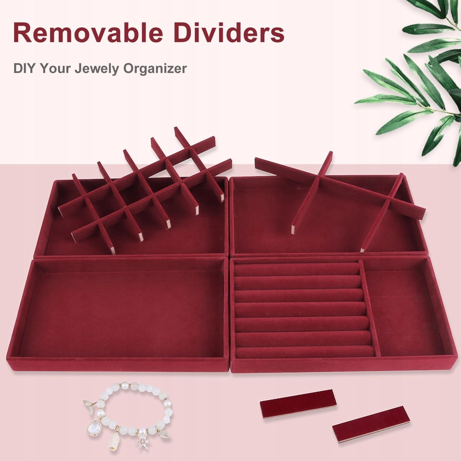 DRAWER JEWELRY ORGANIZER SET OF 4 BURGUNDY CARTRIDGE Brand no brand