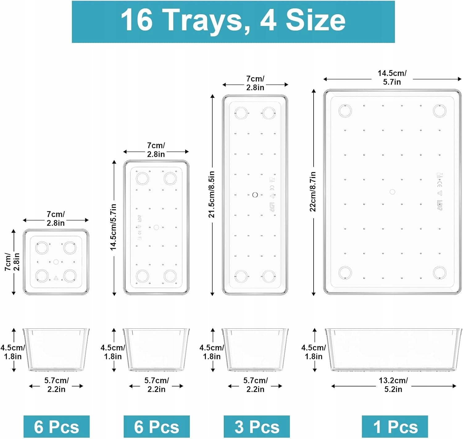 DRAWER ORGANIZER 16 ELEMENTS FOR DRESSING TABLE COSMETICS IN 4 SIZES Manufacturer code ORGANIZER ZESTAW ORGANIZERÓW DO SZUFLADY
