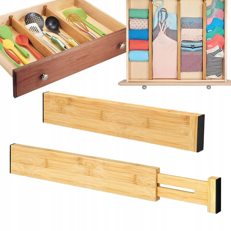 DRAWER ORGANIZER ADJUSTABLE BAMBOO DRAWER SEPARATOR