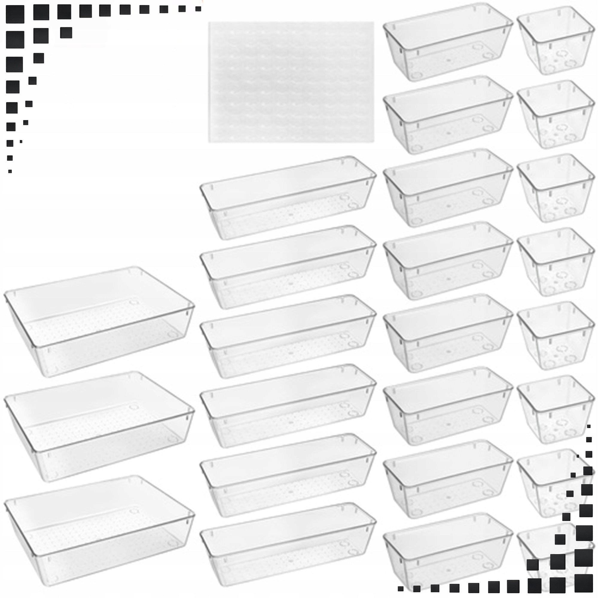 DRAWER ORGANIZERS FOR COSMETICS TRANSPARENT SET OF 25 PIECES Brand Przydasie.pl
