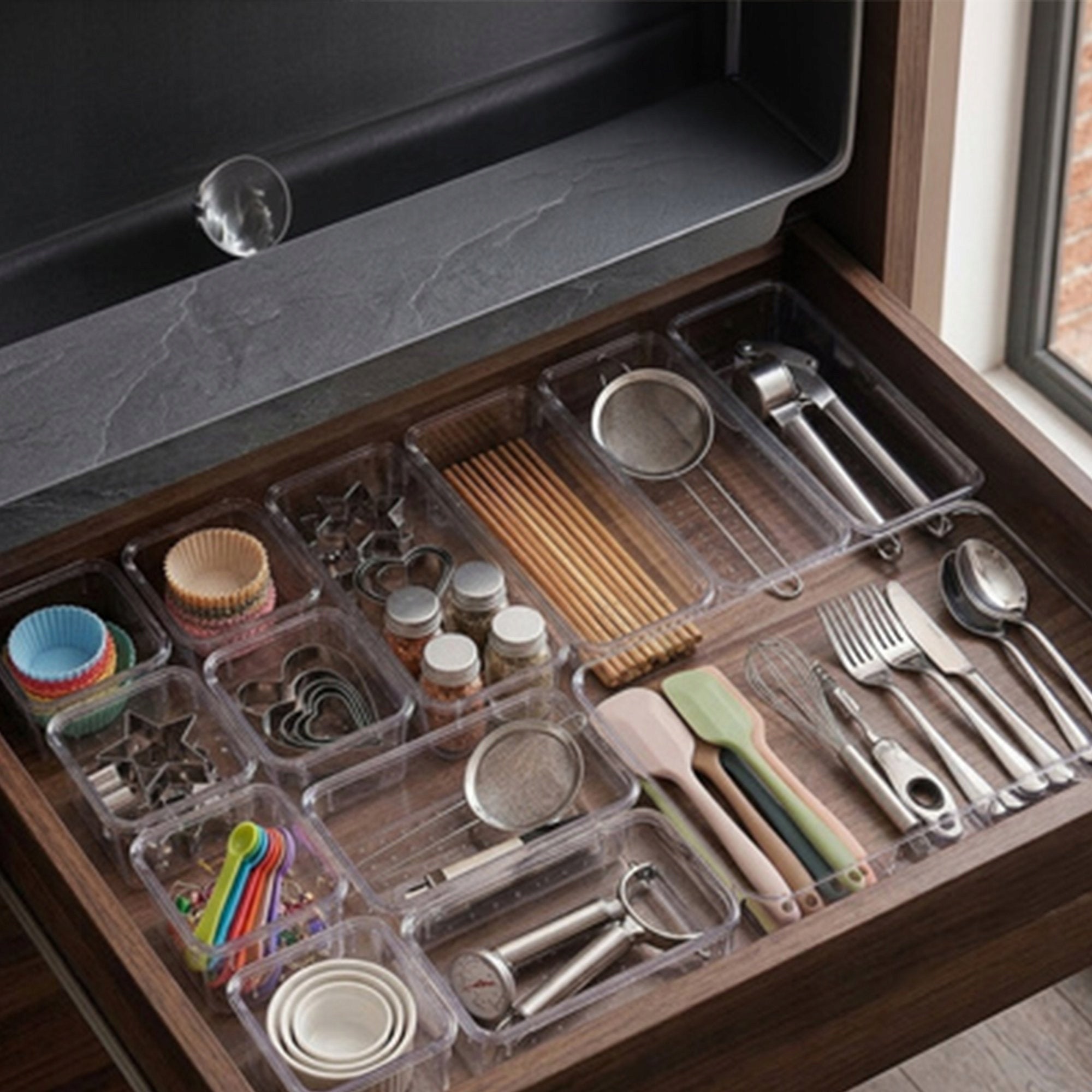 DRAWER ORGANIZERS FOR COSMETICS TRANSPARENT SET OF 25 PIECES Number of pieces 25 pcs