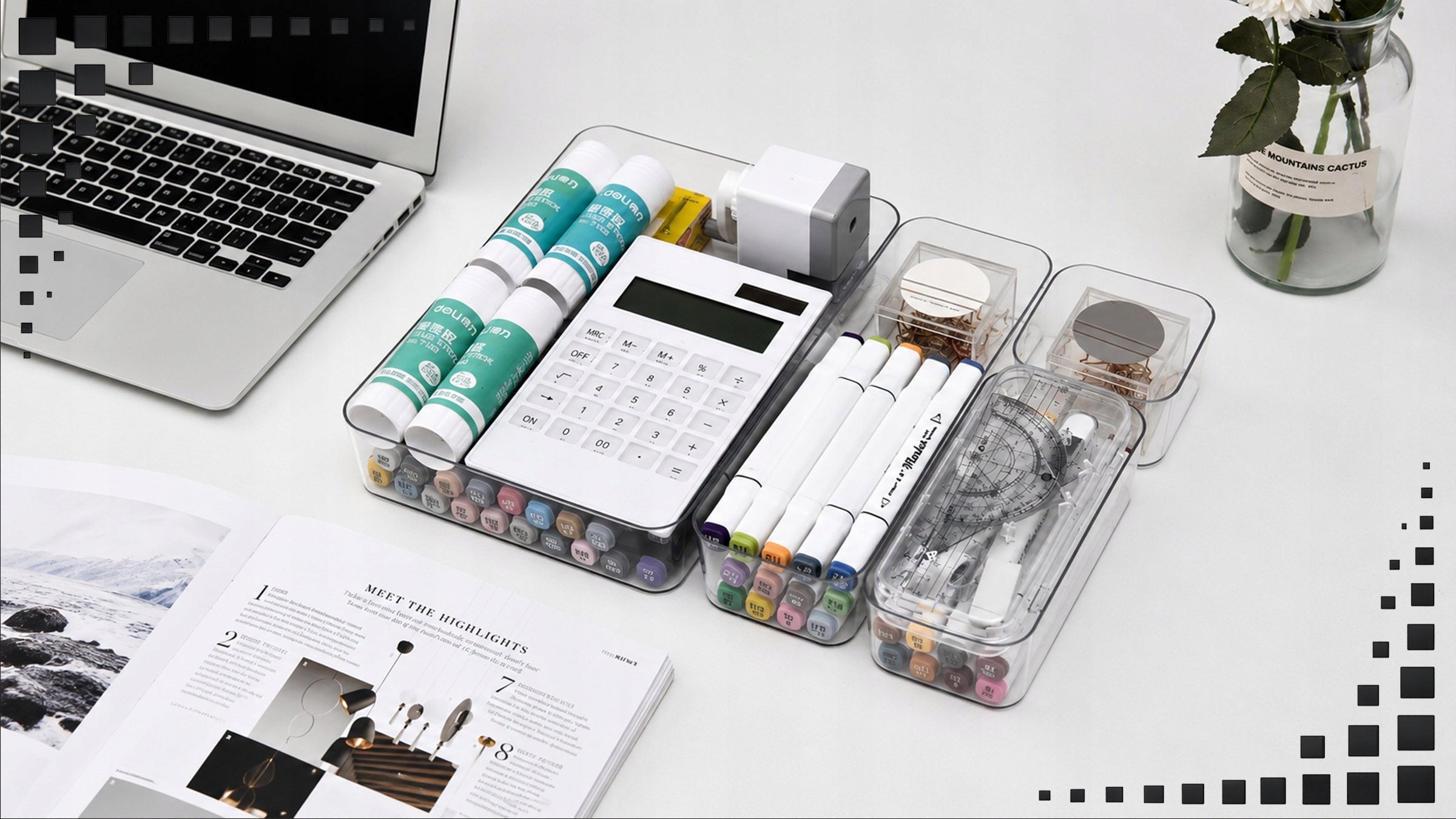 DRAWER ORGANIZERS FOR COSMETICS TRANSPARENT SET OF 25 PIECES Packaging status original