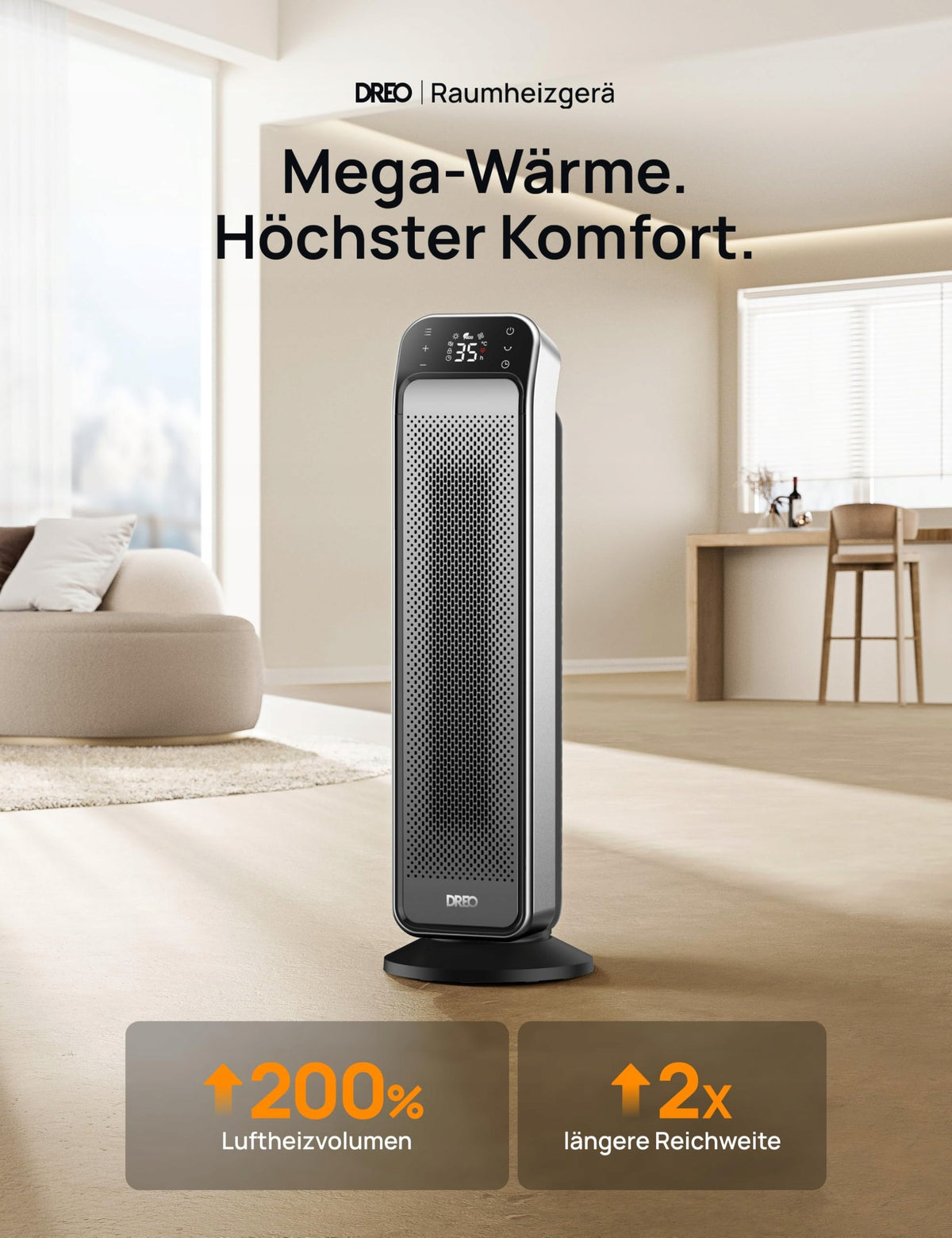 DREO Energy Efficient Ceramic Heater 2000W with Thermostat and Remote Control Brand no brand