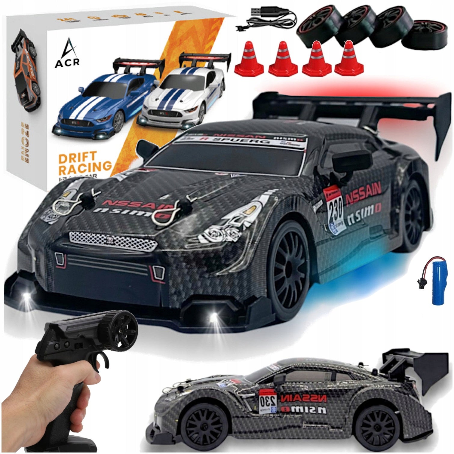 DRIFT CAR REMOTE CONTROLLED RACING CAR FOR 4x4 RC LED REMOTE CONTROL