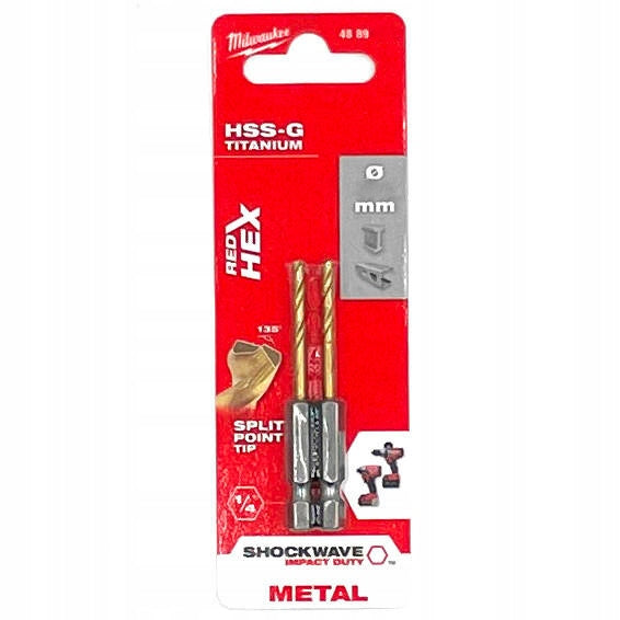 DRILL BIT FOR METAL HEX HSS-G 4mm 2pcs MILWAUKEE 48894708