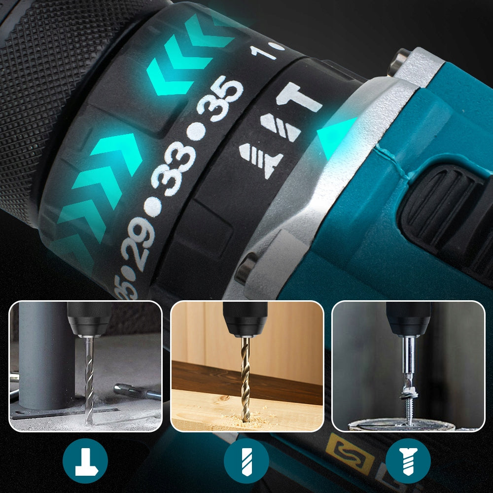 DRILL CORDLESS IMPACT DRIVER BRUSHLESS POWERFUL SCREWDRIVER SET SUITCASE Packaging status original