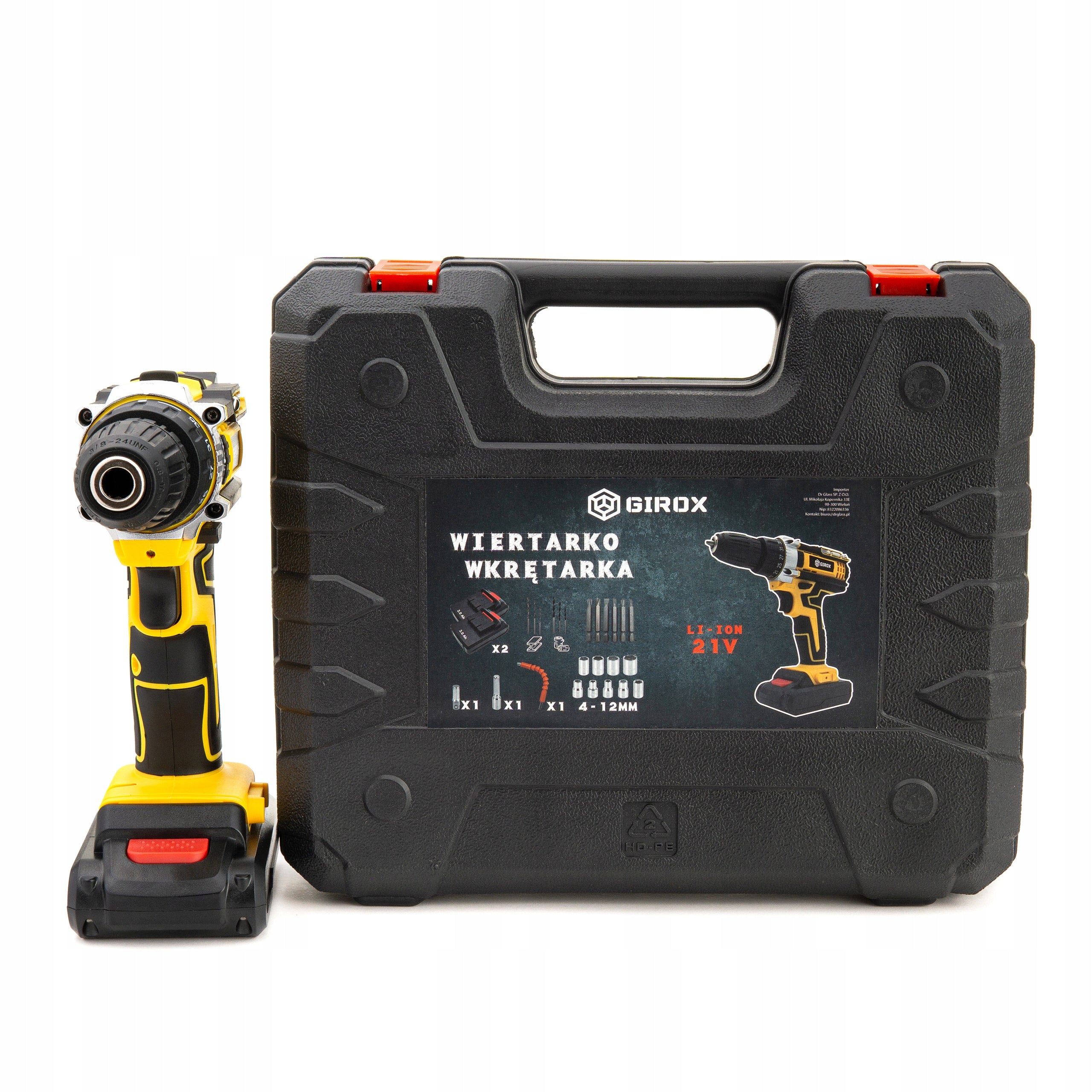 DRILL CORDLESS SCREWDRIVER 2 X AKU 21 V SET STRONG CASE Packaging status original
