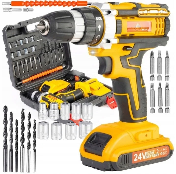 DRILL CORDLESS SCREWDRIVER MEGA STRONG 36V SUITCASE 2AKU BIT SET