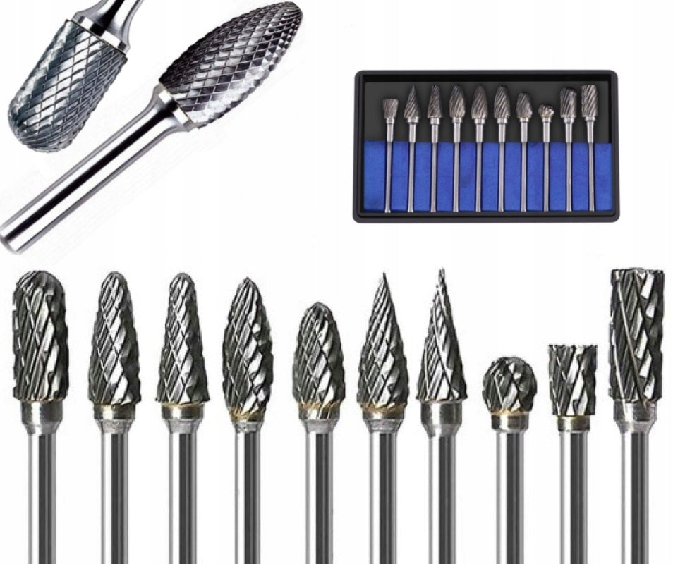 DRILL CUTTERS WOOD CARVING SET METAL ROTARY FILE 10PCS 3MM