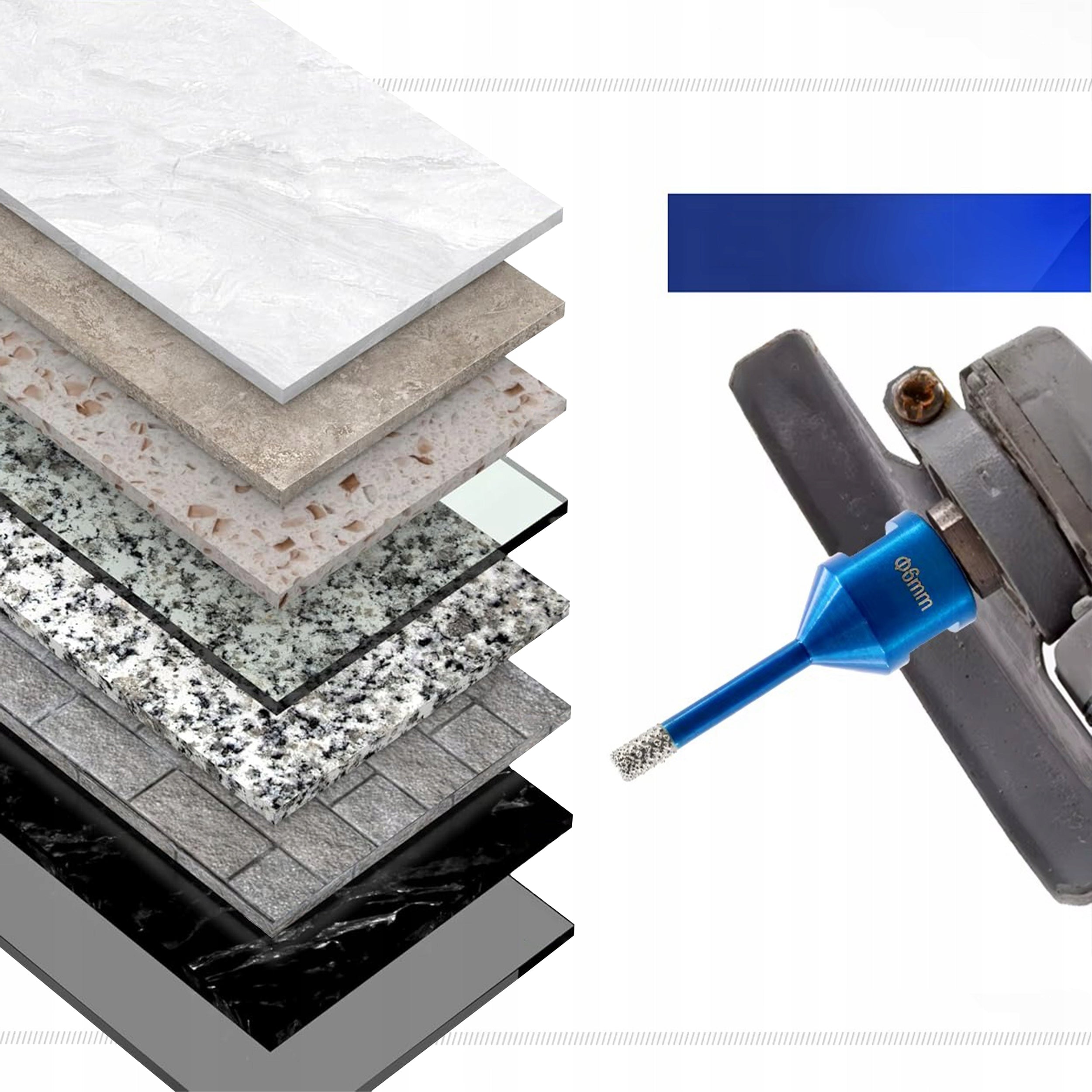 DRILL DIAMOND LACE FOR HARD STONEWARE M14 HOLE SAW 6MM DRY PRO Manufacturer code WIERTŁO DO KAMIENIA GRESU MARMURU CERAMIKI 10