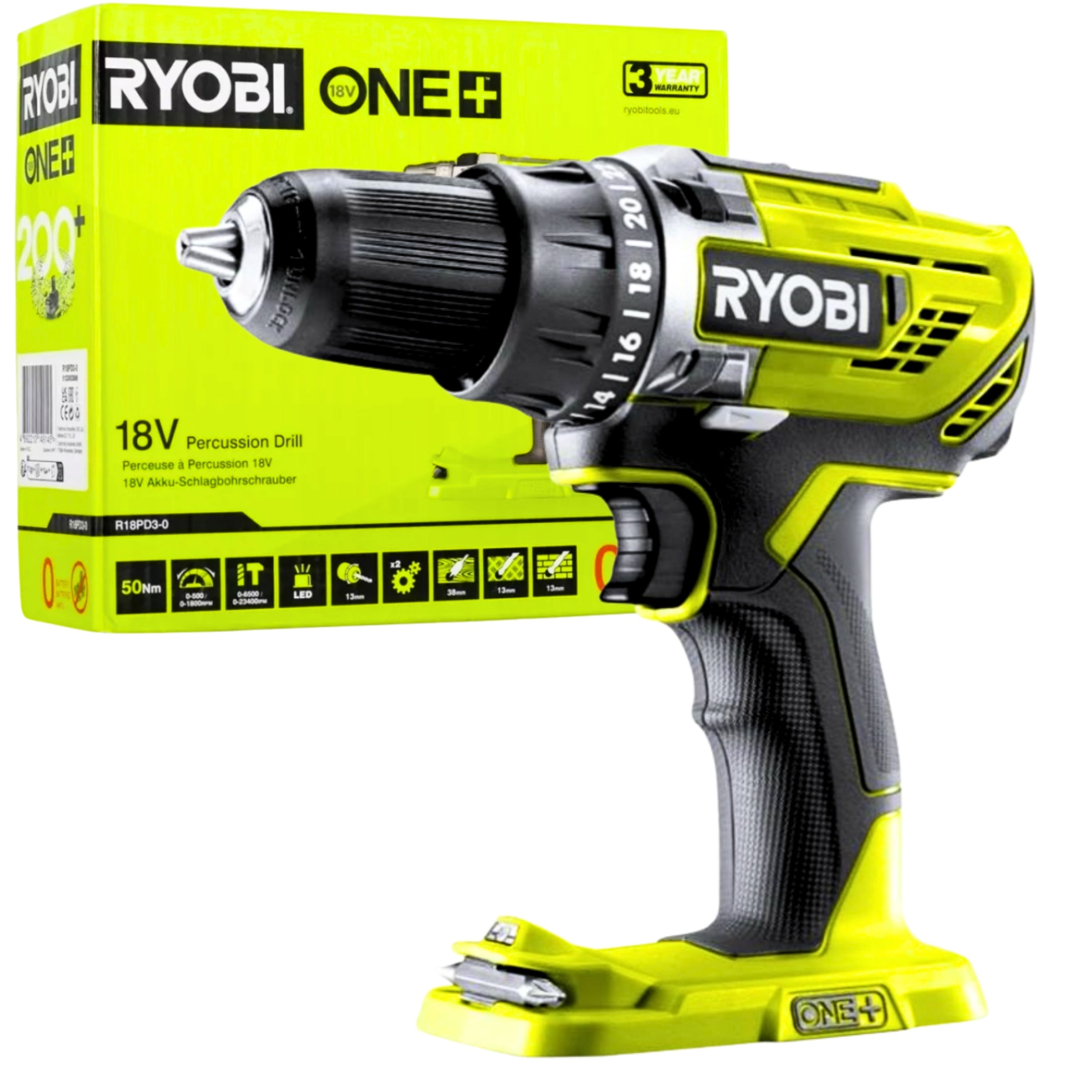 DRILL/DRIVER 50NM ONE+ 18V R18DD3-0 RYOBI 5133002889