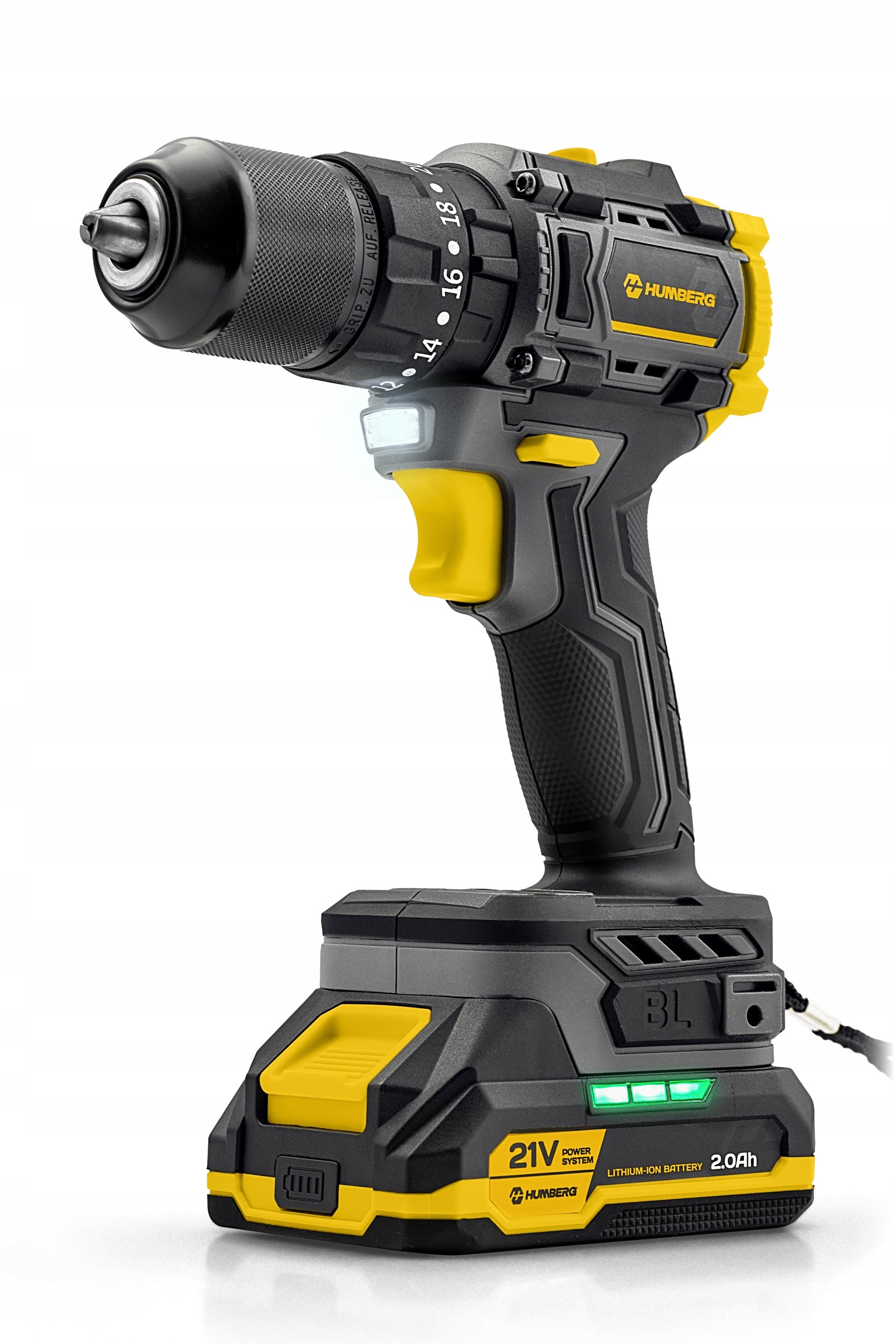 DRILL DRIVER UDAR cordless 21V HUMBERG +2x Battery MEGA POWERFUL Motor type brushless motor