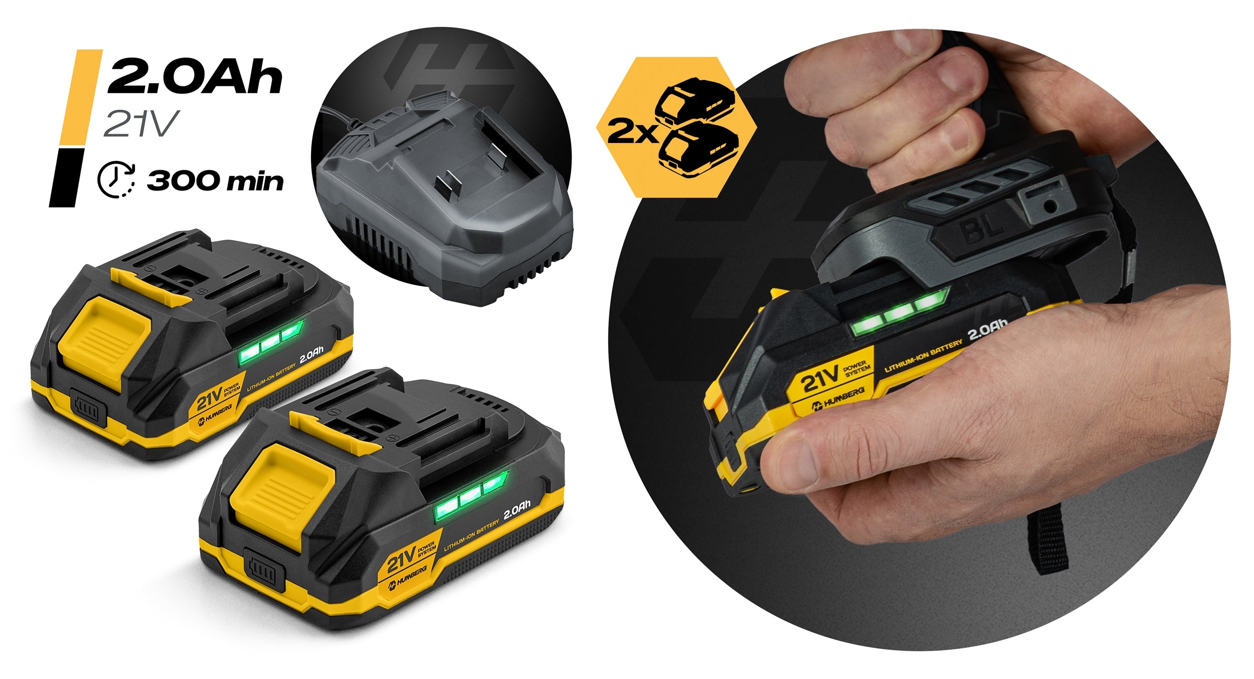 DRILL DRIVER UDAR cordless 21V HUMBERG +2x Battery MEGA POWERFUL Power supply rechargeable battery