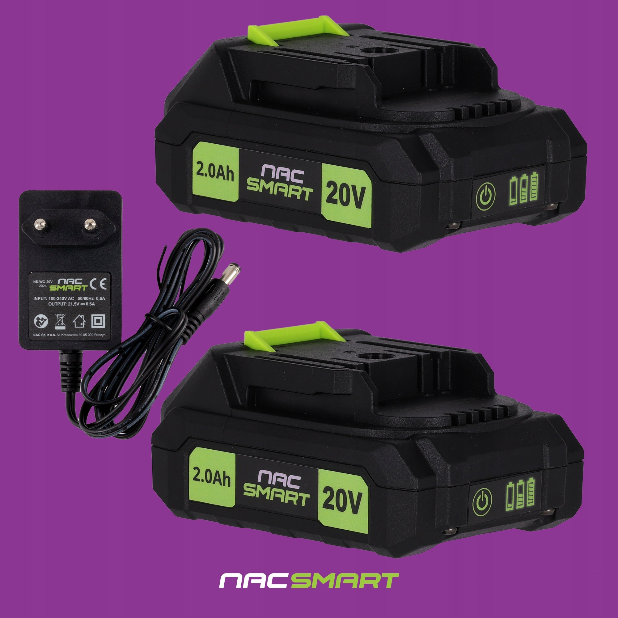 DRILL HAMMER DRIVER CORDLESS 20V SET SUITCASE 2AKU NAC SMART Manufacturer code 5905842521681