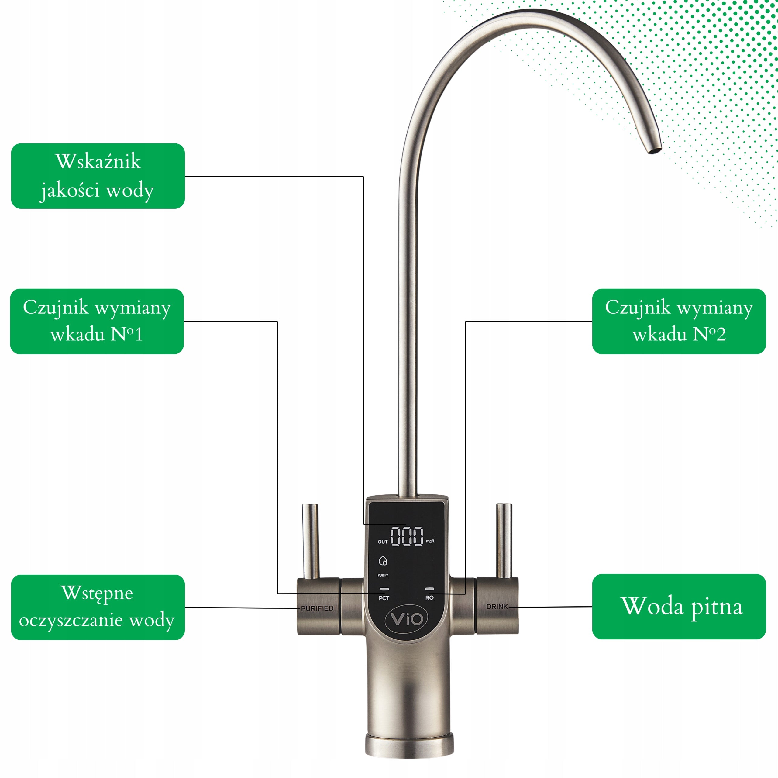DRINKING WATER FILTRATION SYSTEM ViO BP-D800G WITH SMART-FAUCET – 2,1 l/m Manufacturer code Filtr wody odwrócona osmoza