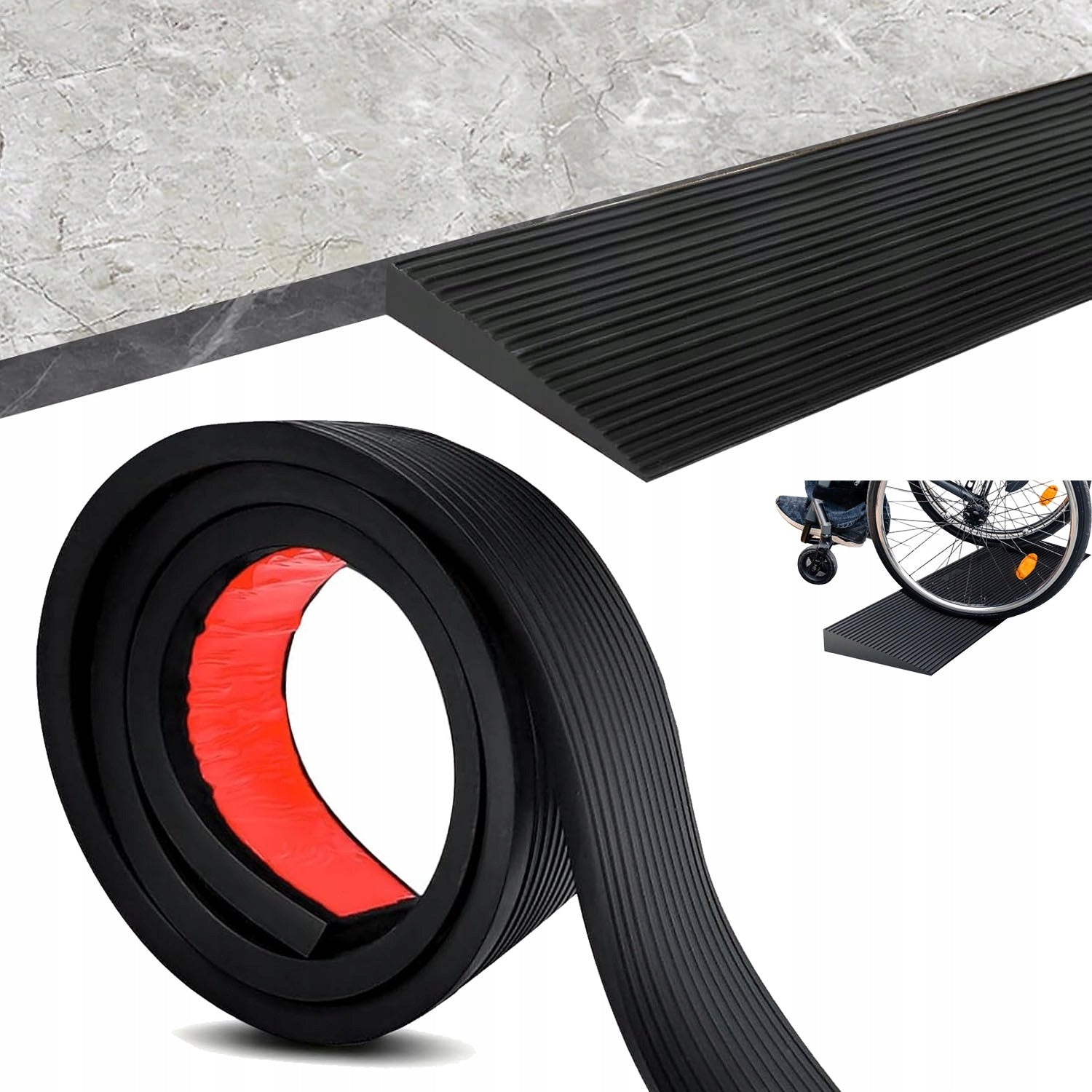 DRIVEWAY THRESHOLD RAMP FOR SELF-ADHESIVE CLEANING ROBOTS 150CM BLACK