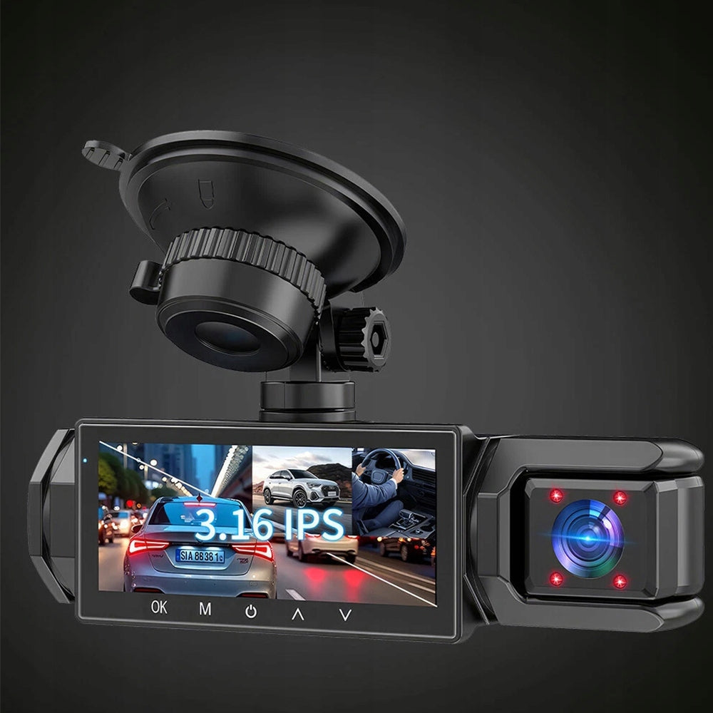 DRIVING RECORDER 3 LENSES WITH 1080P VIDEO AND PARKING MONITORING Model HUJIUIWQC