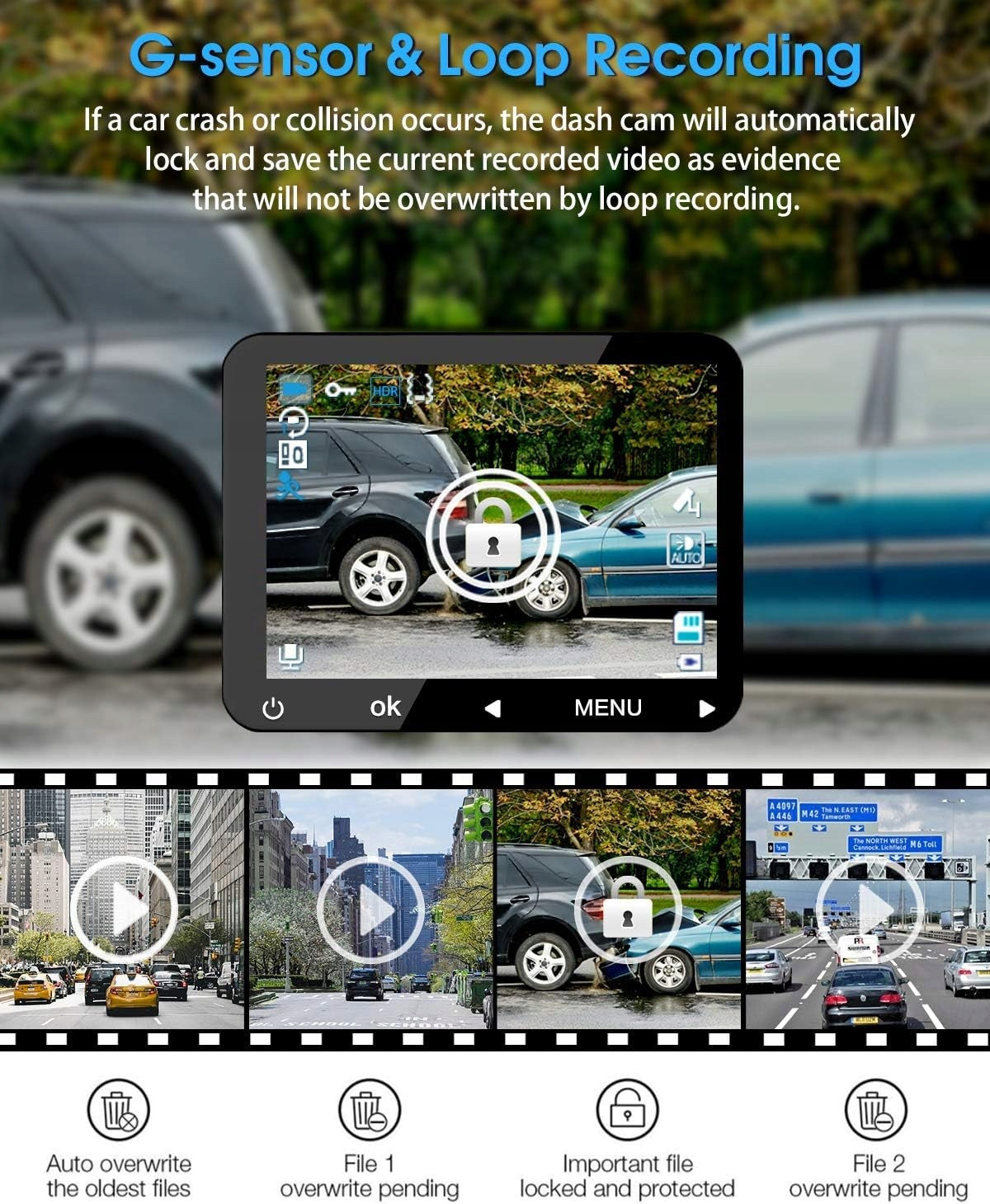 DRIVING RECORDER FULL HD CAR CAMERA FRONT + INTERIOR 310° IR Packaging status original
