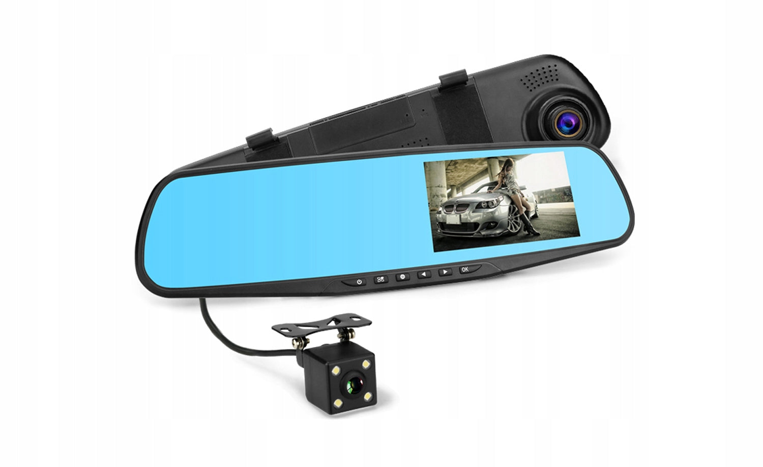 DRIVING RECORDER REVERSING CAMERA IN MIRROR 4LED