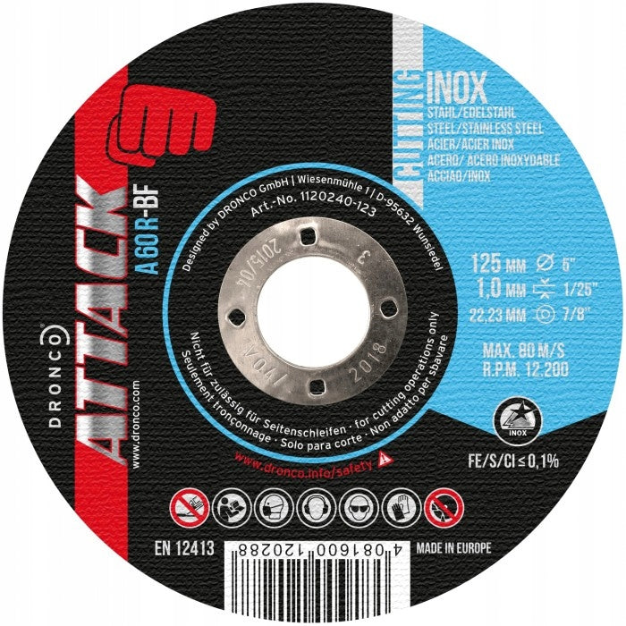 Pjovimo diskas Dronco Attack A46R T41 (125 x 1,6 x 22,23)