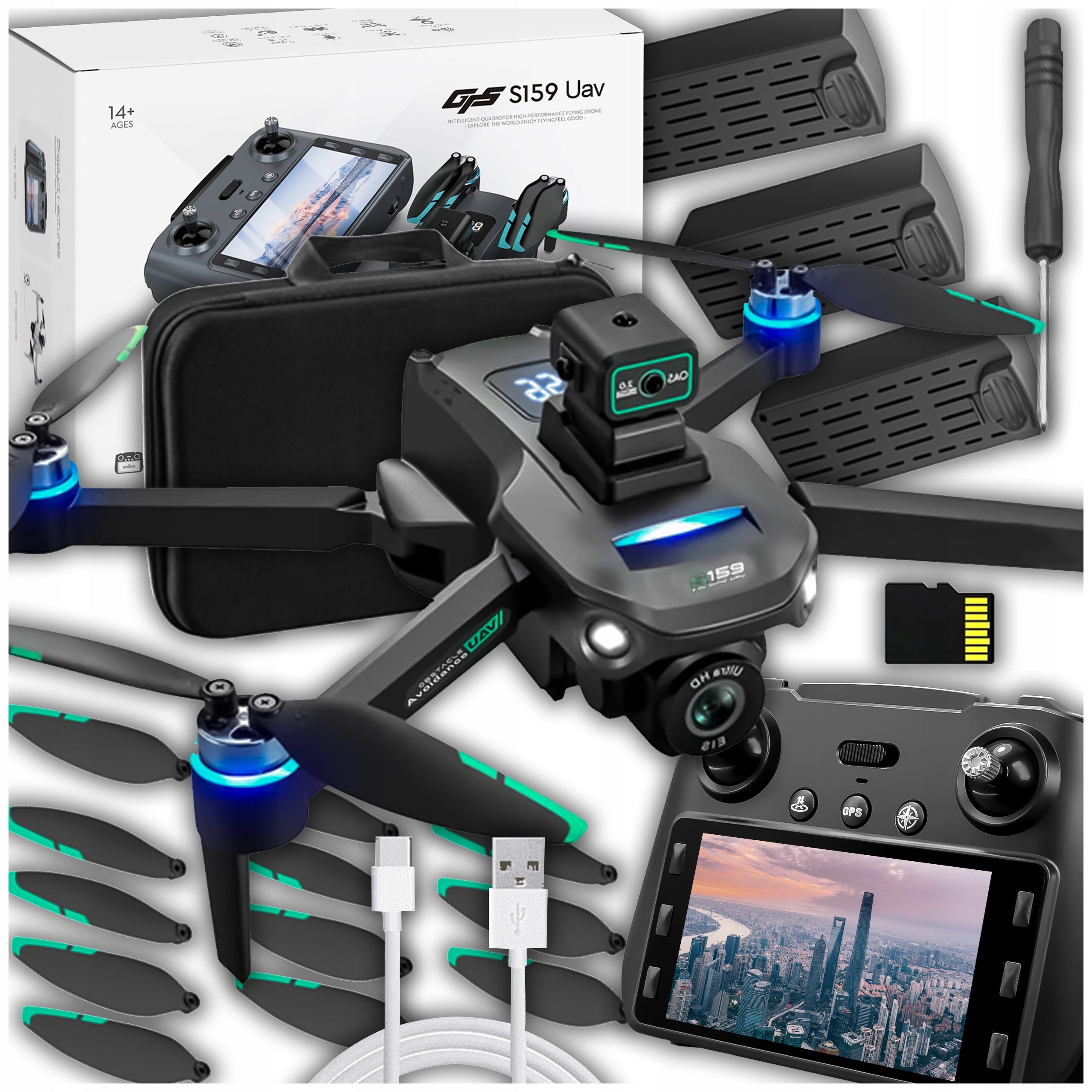 DRONE AVOIDING OBSTACLES CAMERA RANGE 5000m GPS WIFI BRUSHLESS MOTORS