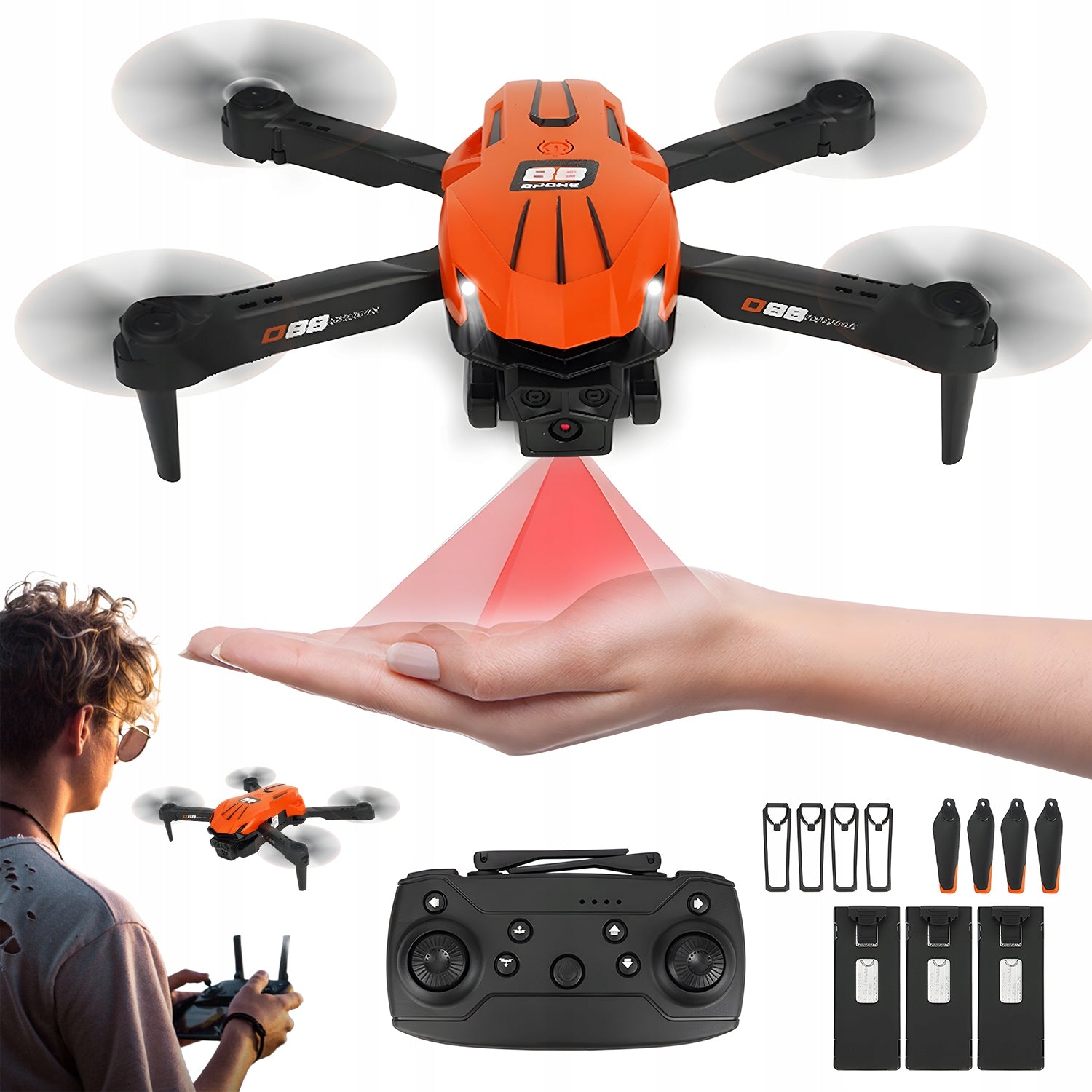DRONE BRUSHLESS MOTORS 2 CAMERAS BYPASSING OPTICAL HOVER