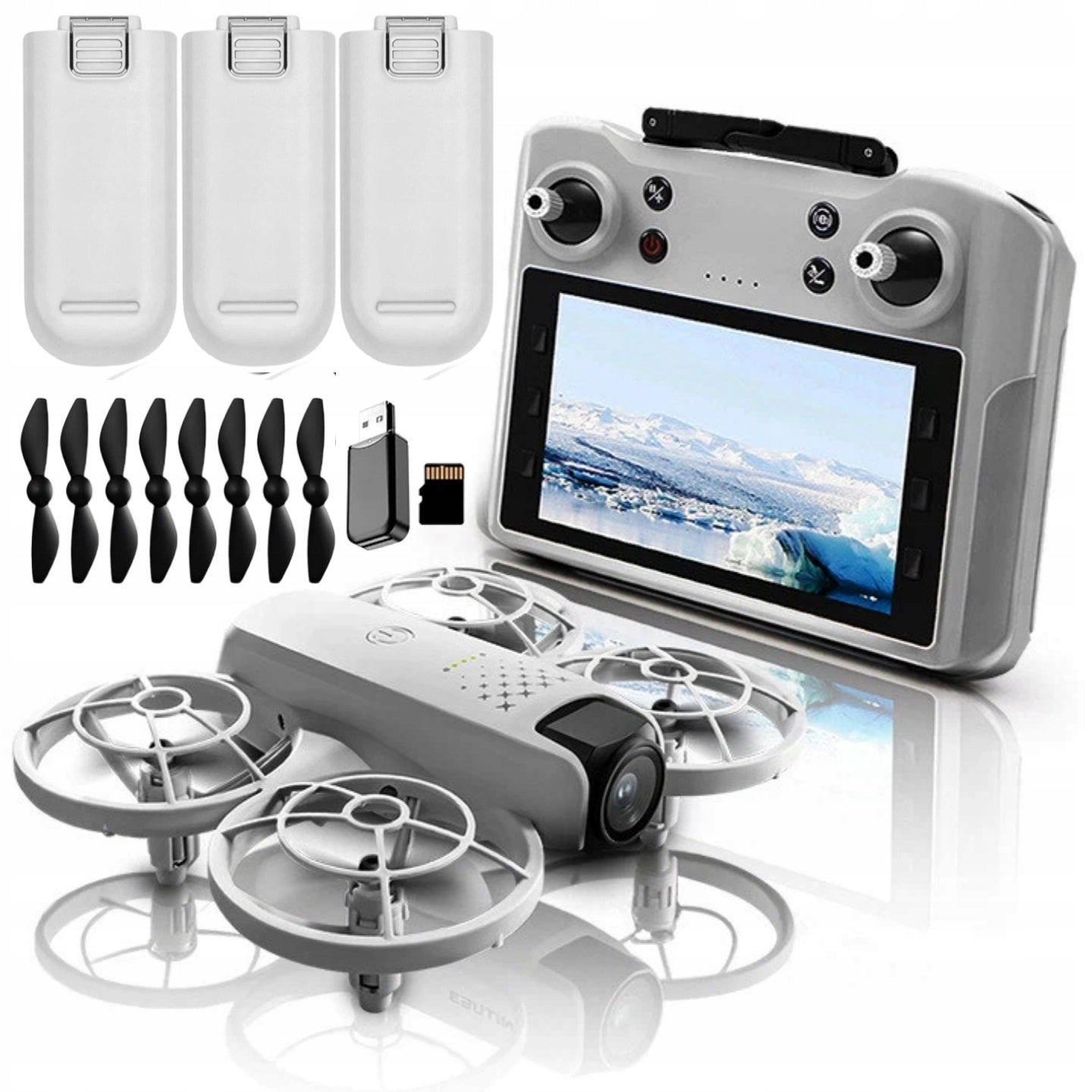 DRONE CONTROLLER WITH LCD 2 Camera MOTOR BRUSHLESS TOY 135G WIFI 3x AKU