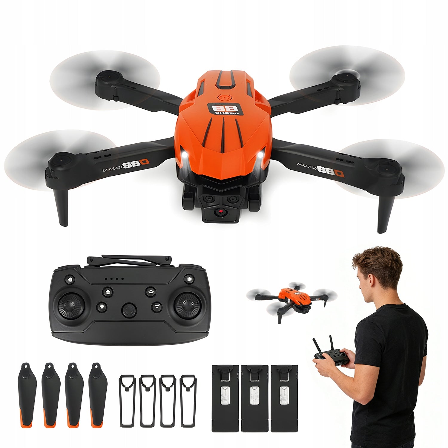 DRONE D88 2 WIFI HD CAMERAS REMOTE CONTROLLED REMOTE CONTROL 3 BATTERIES 500MAH 3,7V