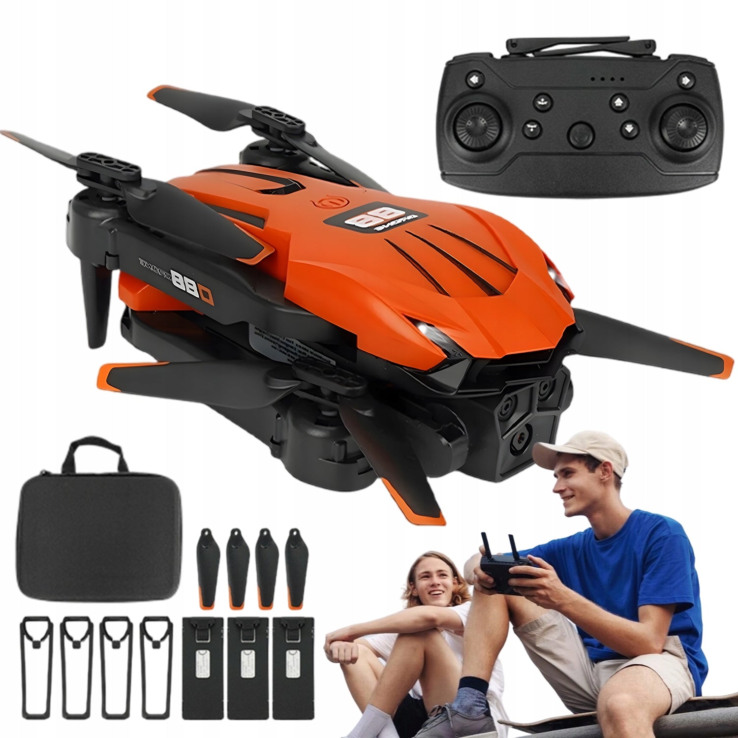 DRONE D88 Ideal for beginners! AVOIDING OBSTACLES 2 CAMERAS 3 BATTERIES