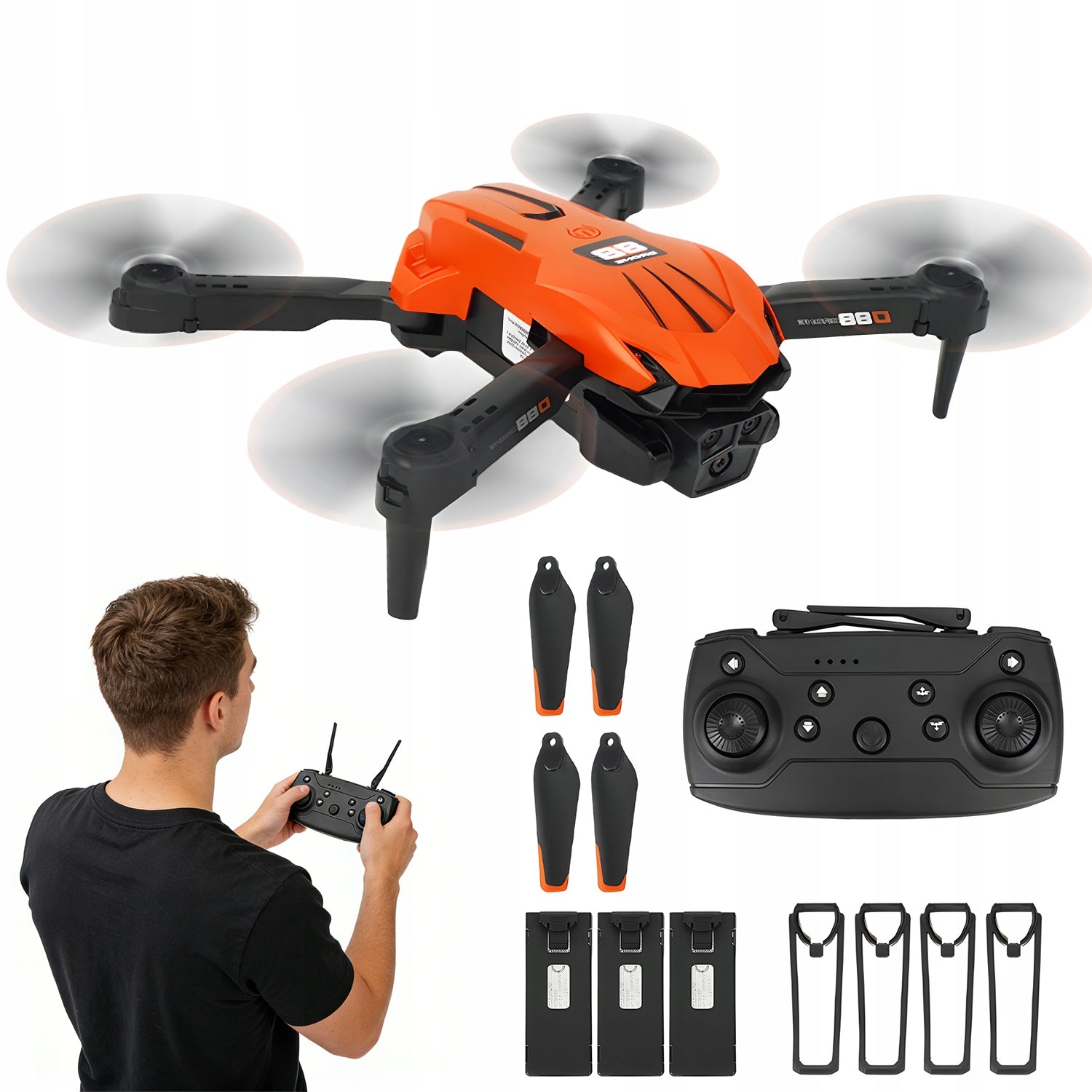 DRONE D88 WITH 2 CAMERAS BRUSHLESS MOTORS OBSTACLE AVOIDANCE SYSTEM 3,7V