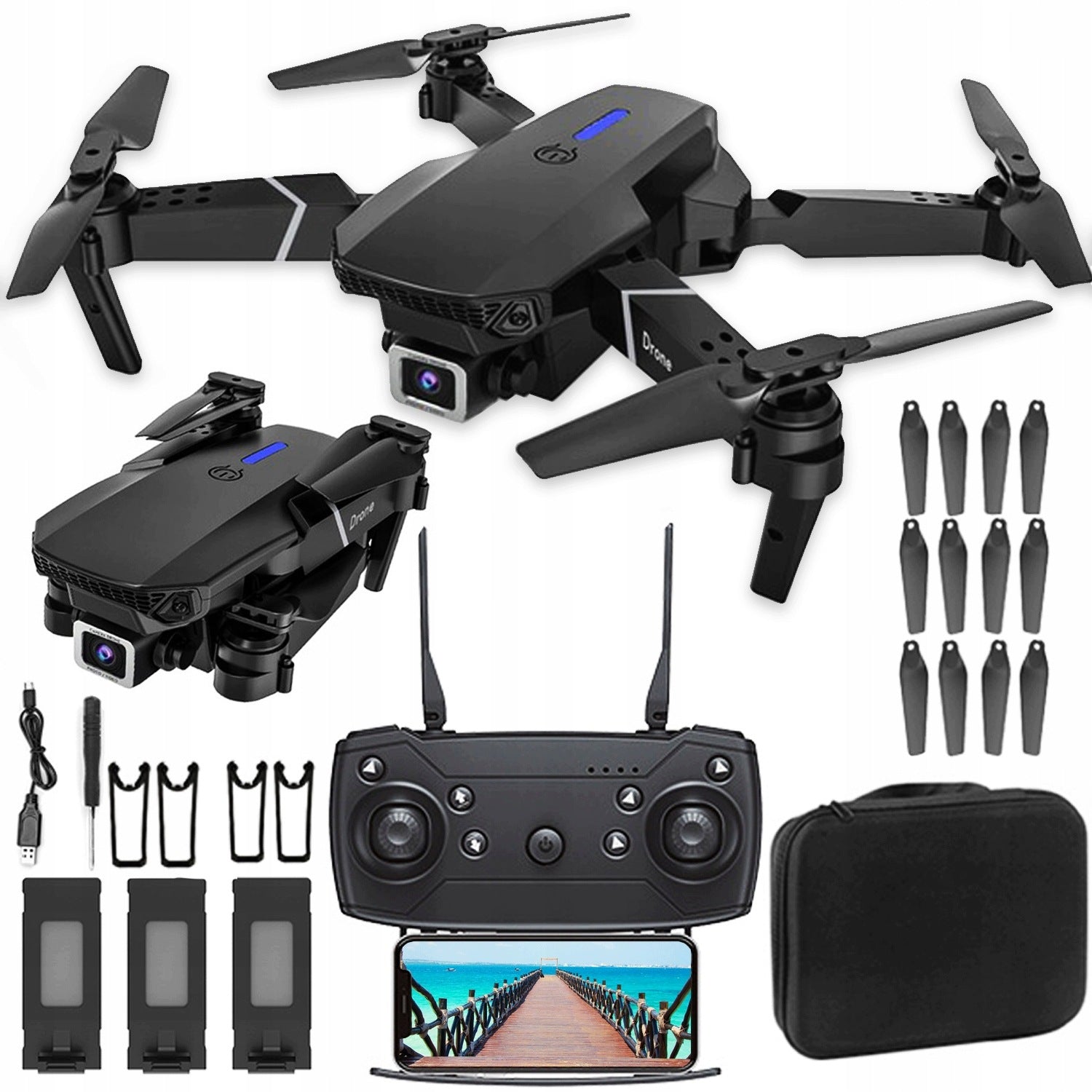 DRONE E88 PRO 2 CAMERAS WIFI HD TOY HOVER 100m REMOTE CONTROLLED REMOTE CONTROL Brand no brand